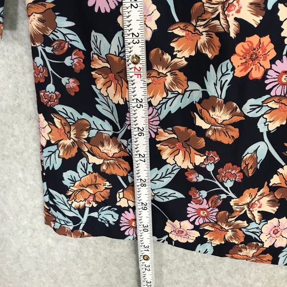 Halogen Mini Dress XXS Navy Floral Shift Silky Mod Maximalist Cottage Forest - Picture 6 of 10